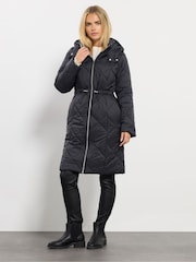 M&Co Black Petite Quilted Mid Length Coat - Image 2 of 5