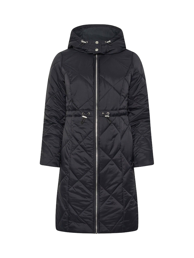 M&Co Black Petite Quilted Mid Length Coat - Image 5 of 5