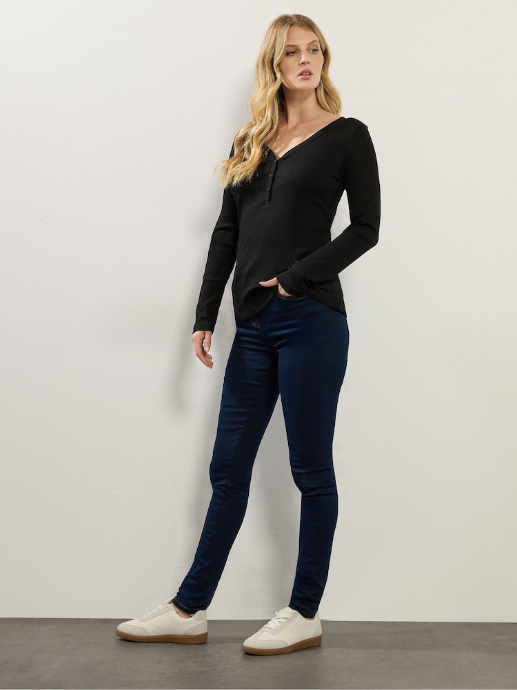 Long Tall Sally Long Sleeve Ribbed Henley Top - صورة 2 من 5 Long Tall Sally Long Sleeve Ribbed Henley Top - صورة 2 من 5