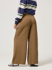 PixieGirl Petite Brown Pleated Front Wide Leg Dad Trousers - Image 3 of 5