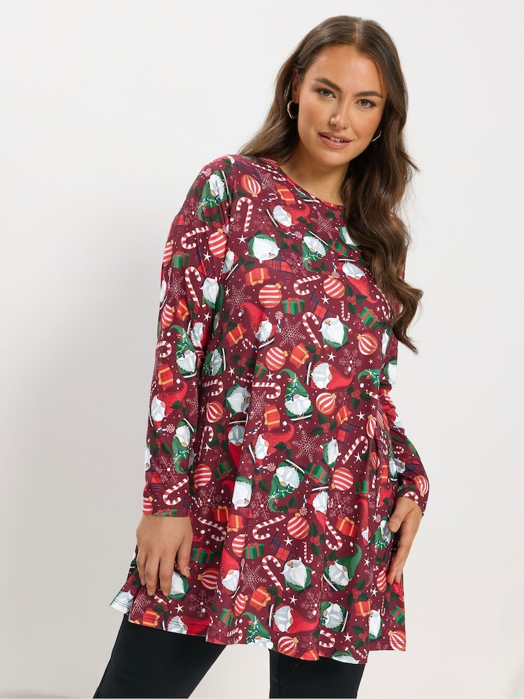 Yours Curve Red Novelty Swing Tunic - Image 1 of 5 Yours Curve Red Novelty Swing Tunic - Image 1 of 5