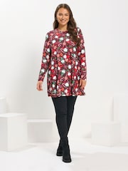 Yours Curve Red Novelty Swing Tunic - Image 2 of 5