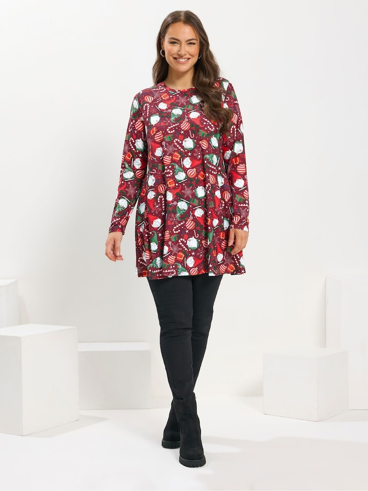 Yours Curve Red Novelty Swing Tunic - Image 2 of 5 Yours Curve Red Novelty Swing Tunic - Image 2 of 5