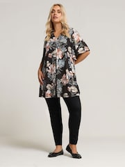 Yours Curve Black Pleated Swing Tunic - Image 2 of 5