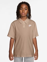 Nike Brown Club Short Sleeve Knit Polo Shirt - Image 1 of 3