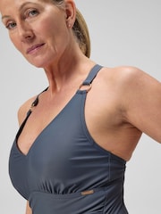 Speedo Grey Womens Shaping V-Neck Swimsuit - Image 4 of 6