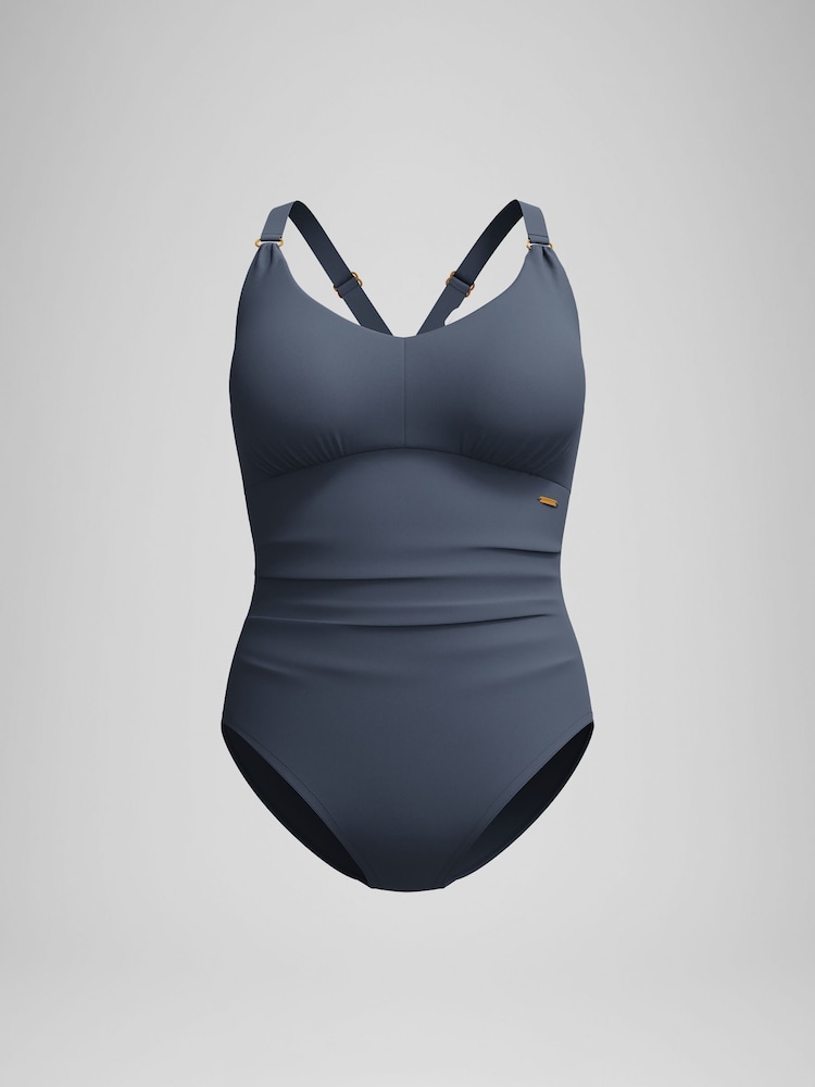 Speedo Grey Womens Shaping V-Neck Swimsuit - Image 6 of 6