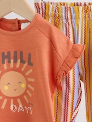 Rust Brown Short Sleeve Baby Top And Wide Leg 2 Piece Set (0mths-2yrs) - Image 13 of 13