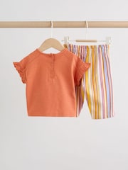Rust Brown Short Sleeve Baby Top And Wide Leg 2 Piece Set (0mths-2yrs) - Image 2 of 13