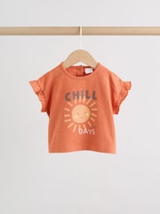 Rust Brown Short Sleeve Baby Top And Wide Leg 2 Piece Set (0mths-2yrs) - Image 3 of 13