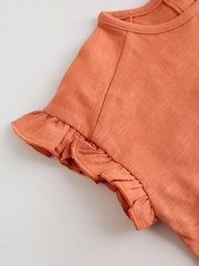 Rust Brown Short Sleeve Baby Top And Wide Leg 2 Piece Set (0mths-2yrs) - Image 9 of 13