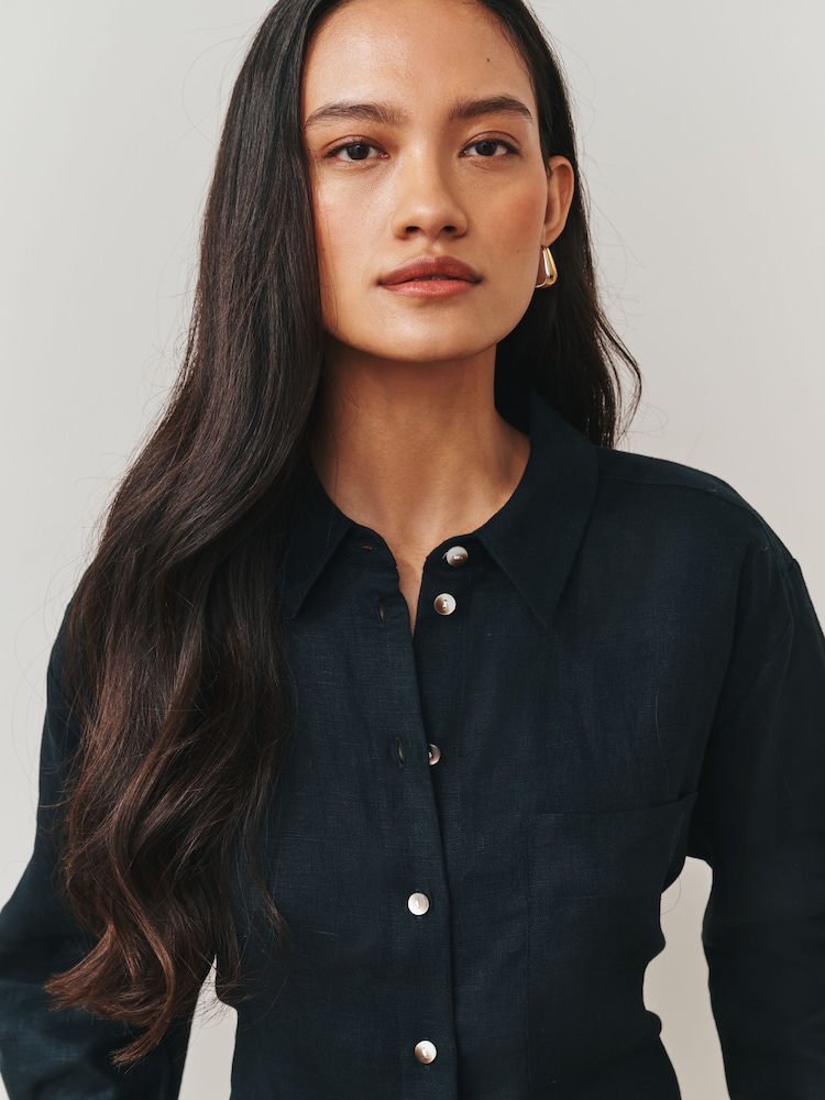 Nothing Ordinary Black Linen Shirt - Image 5 of 5