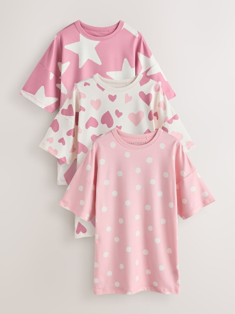 粉色 - Pink/Ecru Nighties 3 Pack (2-12yrs) - 圖片 1/7