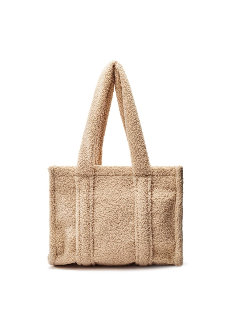 Moda in Pelle Nude Jemima Faux Shearling Tote Bag - Image 1 of 4 Moda in Pelle Nude Jemima Faux Shearling Tote Bag - Image 1 of 4