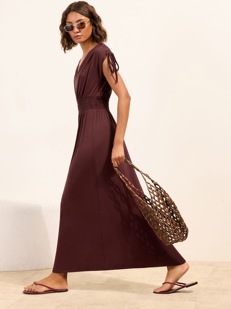 plum jersey dress Purple Noretta Plum Jersey Knit Keyhole Cutout Sash Maxi Dress | Womens | X-Large | Polyester/Spandex