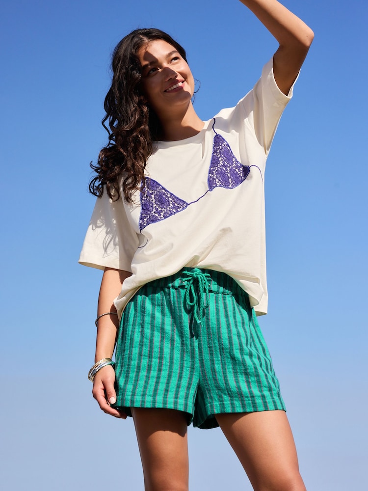 Green Stripe Double Cloth Board Shorts - Image 1 of 7