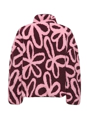 ONLY Pink Floral Teddy Fleece Jacket - Image 3 of 3