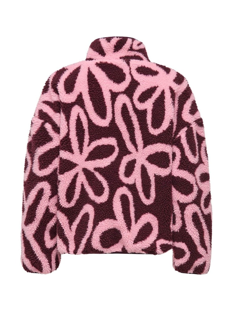 ONLY Pink Floral Teddy Fleece Jacket - Image 3 of 3 ONLY Pink Floral Teddy Fleece Jacket - Image 3 of 3