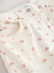 Ecru/Pink Floral Bermuda Cotton Chino Shorts - Image 8 of 8