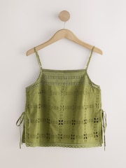 Green Broderie Square Cami Top - Image 6 of 8