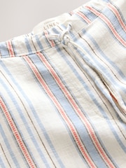 Ecru/Blue/Red Stripe Linen Blend Wide Leg Trousers - Image 6 of 7