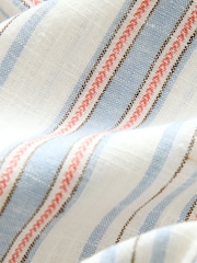 Ecru/Blue/Red Stripe Linen Blend Wide Leg Trousers - Image 7 of 7