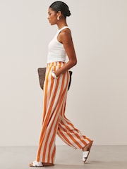 Orange Stripe Pull On Super Wide Leg Trousers - Image 2 of 8