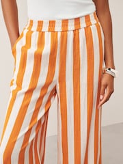 Orange Stripe Pull On Super Wide Leg Trousers - Image 5 of 8