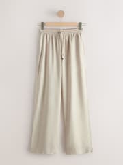 Neutraal - Broek met linnen, wijde pijpen en elastische taille - Afbeelding 1 van 3