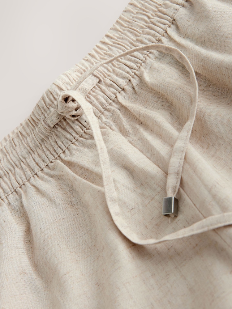 Neutraal - Broek met linnen, wijde pijpen en elastische taille - Afbeelding 2 van 3