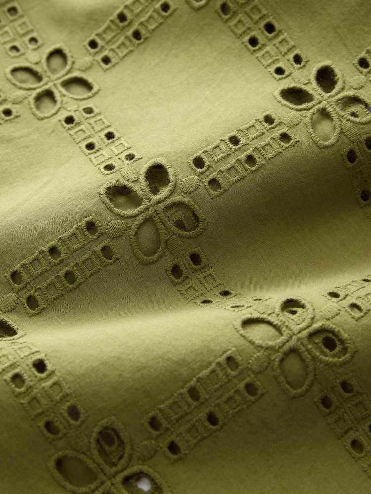 Green Broderie Square Wide Leg Trousers - Image 10 of 10