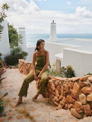 Green Broderie Square Wide Leg Trousers - Image 3 of 10