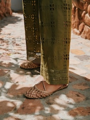 Green Broderie Square Wide Leg Trousers - Image 6 of 10