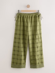 Green Broderie Square Wide Leg Trousers - Image 7 of 10