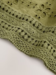 Green Broderie Square Wide Leg Trousers - Image 8 of 10