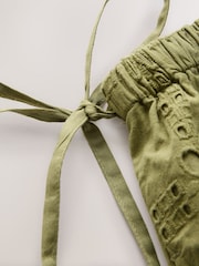 Green Broderie Square Wide Leg Trousers - Image 9 of 10