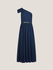 Monsoon Blue Sequin One Shoulder Prom Dress - Image 2 of 4