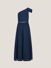 Monsoon Blue Sequin One Shoulder Prom Dress - Image 3 of 4