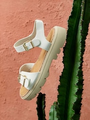 Linzi White Comet Flatform Sandals With Buckle Detail - Image 1 of 5