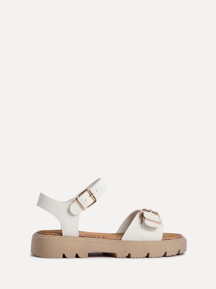 Linzi White Comet Flatform Sandals With Buckle Detail - Image 2 of 5 Linzi White Comet Flatform Sandals With Buckle Detail - Image 2 of 5