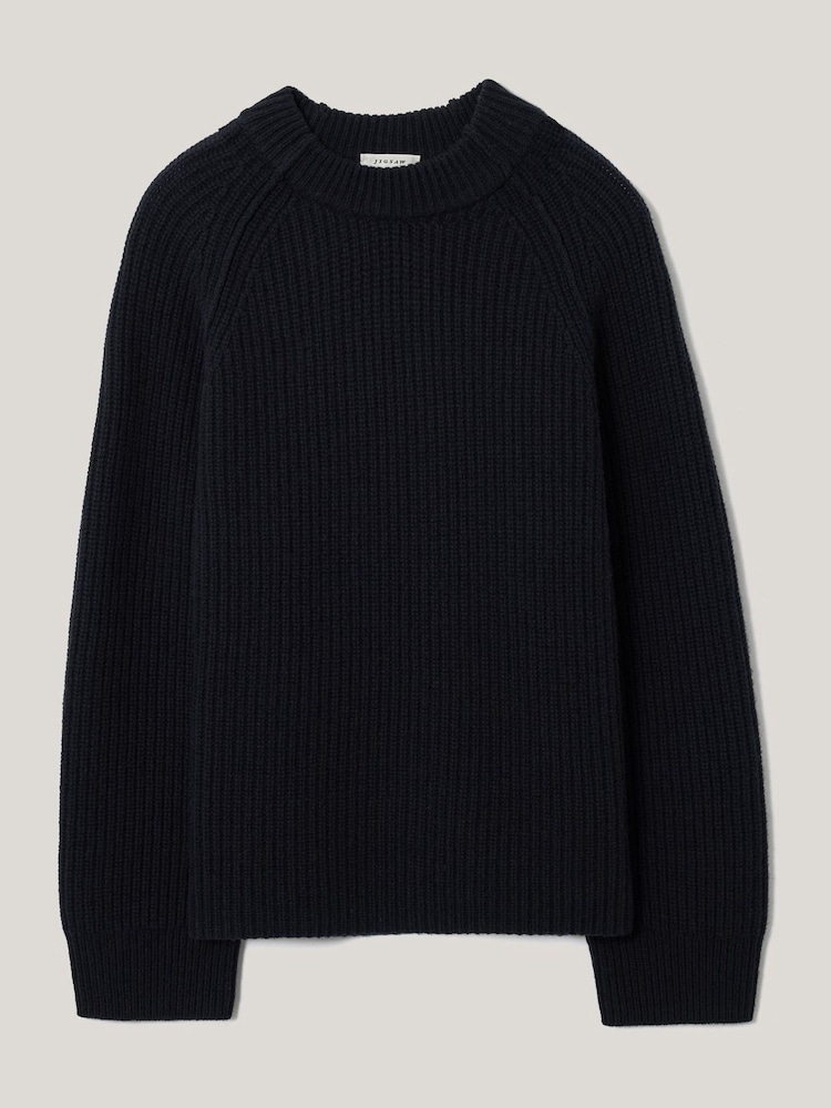 Jigsaw Blue Fishermans Rib Crew Jumper - Image 1 of 1 Jigsaw Blue Fishermans Rib Crew Jumper - Image 1 of 1