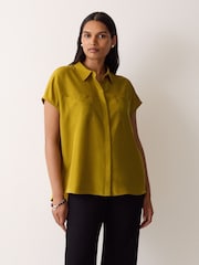 Jigsaw Yellow Short Sleeve Silk Shirt - Image 1 of 5