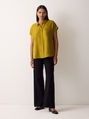 Jigsaw Yellow Short Sleeve Silk Shirt - Image 3 of 5