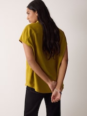 Jigsaw Yellow Short Sleeve Silk Shirt - Image 4 of 5