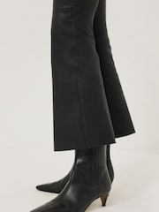 Jigsaw Black Stretch Leather Kick Flare Trousers - Image 2 of 5
