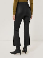 Jigsaw Black Stretch Leather Kick Flare Trousers - Image 4 of 5