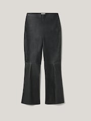 Jigsaw Black Stretch Leather Kick Flare Trousers - Image 5 of 5