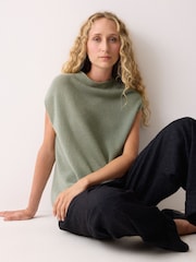 Jigsaw Green Cloud Cashmere Cap Sleeve Top - Image 4 of 6