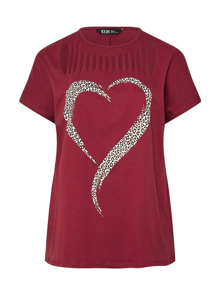 Yours Curve Red Animal Heart Slash Top - Image 5 of 5 Yours Curve Red Animal Heart Slash Top - Image 5 of 5