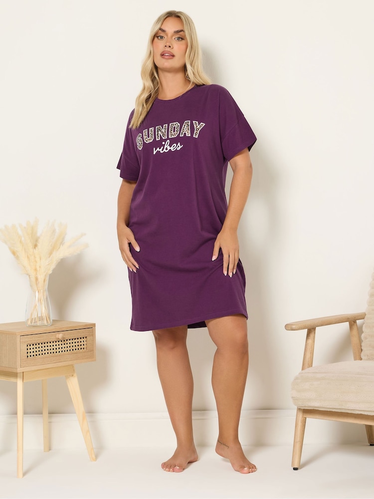 Yours Curve Red Sunday Vibes Sleeptee Nightdress 2 Pack - Image 2 of 7 Yours Curve Red Sunday Vibes Sleeptee Nightdress 2 Pack - Image 2 of 7